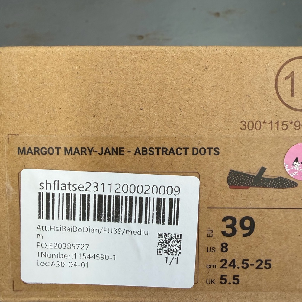 margot Black and Cream Polka Dot Mary Jane Flats - Picture 4 of 4